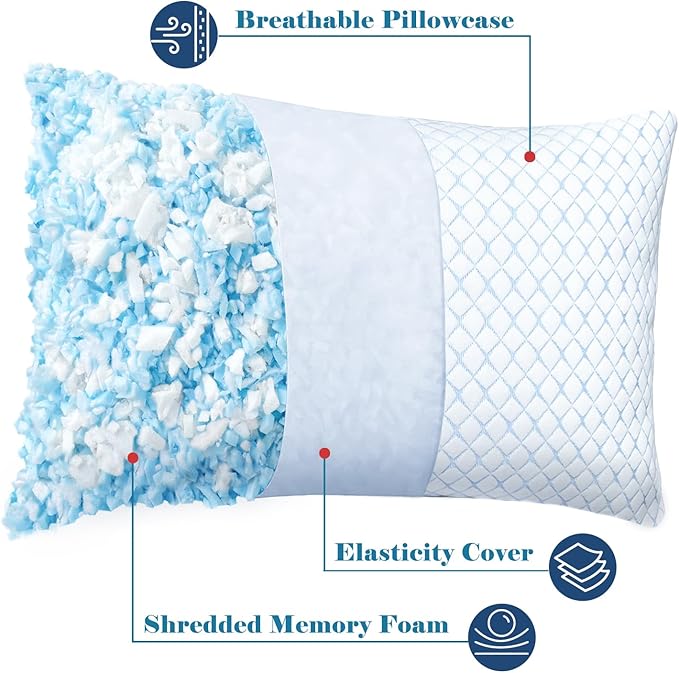 mislili Memory Foam Pillows King Size Set of 2, Luxury Cooling King Bed Pillows 2 Pack, Adjustable Frim King Size Pillows for Stomach Back Side Sleeper, Bed Pillows with Extra Fill and Washable Cover