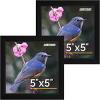 FIXSMITH 5x5 Picture Frame Set of 2, 5x5 Photo Frames with HD Plexiglass for Wall Hanging or Tabletop Display, Black