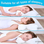 Side Sleeper Pillow Anti Wrinkle Aging Pillow Gel Shredded Memory Foam for Neck Pain Relief Pillow for Sleeping Side Back Stomach Sleeper Pillows (Regular White Style+Beige Nude Silk Pillowcase)
