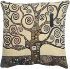 C Charlotte Home Furnishings Inc Lebensbaum Tree Belgian Cushion Cover | Pure Cotton Decorative Cushion Case | Cushion Cover for Indoor Use | 17x17 Inch Cushion Cover for Living Room I By Gustav Klimt