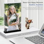 magnetic photo frames 3-Pack–10+10mm Thick Block /With Magnetic Base | Clear Stereoscopic 5x7 Desktop glass picture frame | Aesthetic Home Decor for Offices, Gifts & Memory Showcase (5×7 vertical)