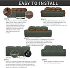 Easy-Going 8 Pieces Recliner Sofa Stretch Sofa Slipcover Sofa Cover Furniture Protector Couch Soft with Elastic Bottom Kids, Spandex Jacquard Fabric Small Checks Olive Green