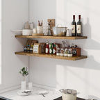 Dreamland 48" Floating Shelves for Wall, 12" Deep Slim Rustic Brown Floating Shelves, Wall-Mounted Shelves for Bedroom, Living Room, Kitchen, Bathroom - Set of 2