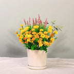 alyptus 12 Bundles Artificial Plants Outdoor Fake Monkey Grass with Flowers for Pot Garden Verandah Decor (Pink Flowers)