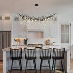 Modern Black Rectangle Crystal Tree Branch Chandelier, 55" 16-Light K9 Crystal Chandeliers for Dining Room, Rectangular Dining Room Chandelier Over Table,for High Ceiling,Kitchen