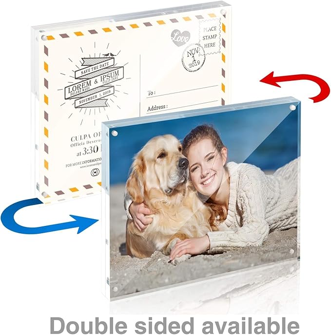 TWING 30 Pack 5x7 Acrylic Picture Frames Bulk, 10+10MM 5 By 7 Magnetic Photo Frame Horizontal Magnet Double Sided Acrylic Frames Set, 7 x 5 Clear Magnetic Block Picture Frame Desktop Display, Gift