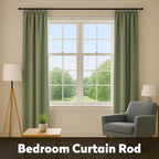 Matte Black Curtain Rod 16-94.4 Inch Single Wide Window Coverage Metal Construction Living Room Bedroom Large Bay Windows Vintage Style Complete Mounting System Hardware