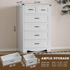 Tall 6-Drawer Dresser for Bedroom, Modern Wooden Chest of Drawers with Metal Handles, Anti-Tipping Design, Sturdy and Stable Storage Organizer for Living Room, Entryway, Home Office