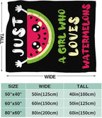 Watermelon Blanket for Girls Women Just A Girl Who Loves Watermelon Throw Blanket Lightweight Fuzzy Cozy Plush Flannel Fleece Blankets for Bed Decor 60"x80"