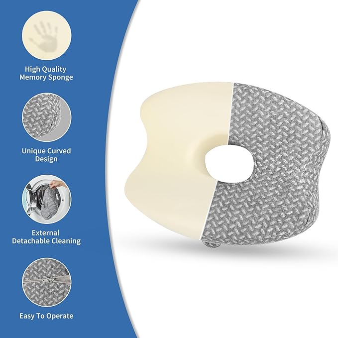 Knee Pillow for Side Sleepers, Knee Pillow - Soothing Pain Relief for Sciatica, Back, HIPS, Knees, Joints Pain, Memory Foam Leg Pillow Pregnancy Pillow Removable and Washable Cover (Grey)