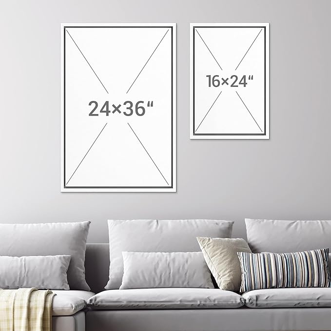 SIGNWIN Framed Canvas Print Wall Art Bold Geometric Shapes Modern Black, White, and Brown Abstract Photography Modern Art Minimalist Black and White for Living Room, Bedroom, Office - 16"x24"x3 White