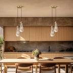 Modern Raindrop Pendant Lights, Brass Cluster 2-Light Pendant Lights Kitchen Island, Gold Bedside Pendant Lighting, Adjustable Suspension Cord for Dining Room,Bathroom,Bedroom,Bulb Included