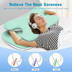 Cervical Pillow for Neck and Shoulder Pain Relief, Ergonomic Neck Pillow for Sleeping, Contour Memory Foam Cervical Pillow, Neck Pillow for Side Back Stomach Sleepers with Silk Fabric (Light Green)