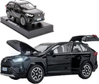 Model Car Compatible 1/32 RAV4 Toy Car Alloy Diecast Collectible Model with Light and Sound Toy Vehicle for Boys Kids Toddler Gift Black car