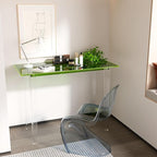 Acrylic Desk, Modern Study Table for HomeOffice-Extended Surface Multi-Purpose Console & EntrywayTable, Sturdy Lightweight Design (42.5-inch, Green)