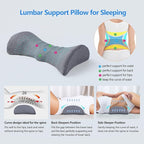 Lumbar Support Pillow for Sleeping Memory Foam Back Lumbar Support Cushion for Lower Back Pain Relief, Back Support Bed Pillow Waist Support Back Sleepers (Dark Grey)