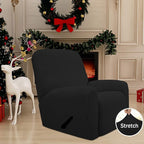 Easy-Going Recliner Stretch Sofa Slipcover Sofa Cover 4-Pieces Furniture Protector Couch Soft with Elastic Bottom Spandex Jacquard Fabric Small Checks(Large,Black)