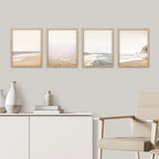 SIGNWIN Framed White Minimalist Ocean Beach Seashore Scenic Wall Art, Set of 4 Landscape Colorful Wall Decor Prints, Nature Wilderness Wall Décor for Living Room, Bedroom - 8"x10" Natural