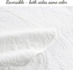 Cozy Line Home Fashions 100% Cotton Matelasse Medallion Solid White Luxury Chic Bedding Quilt Set, Reversible Lightweight Bedspread Coverlet for All Season (Medallion - White, Queen - 3 Piece)