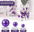 Purple Vase Filler | 150PCS Pearls Bead for Centerpieces Vases | 8/14/20 mm No Hole Beads, Fake Pearls for Wedding Birthday Theme Party Table Centerpieces Decor Decor