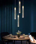 4-Light Pendant Lights Kitchen Island Mini Chandelier,Modern Gold Pendant Light with Remote Control,Teardrop Hanging Light Fixture for Dining Room Hallway