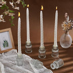 24 Pcs Taper Glass Candlestick Holders, Small Candle Stick Holder Wedding Decor Table Centerpiece Bulk for Christmas Party Living Room Dinner Home Bridal Showers Decorations