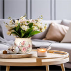 Vintage Planter Large Ceramic Plants Pot Beige Pink European Rose Ice Crack Cottage Scroll Vase Flower Vase Pot Indoor Plants Home Kitchen Decor Farmhouse Antique Decorative Gifts