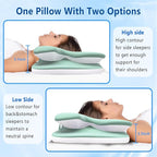 Cervical Pillow for Neck Back Pain Relief Memory Foam Contour Pillow Ergonomic Orthopedic Neck Pillow for Sleeping Cervical Support Pillow for Back Side Stomach Sleeper Cooling Pillowcase (Green)