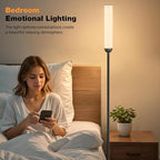 Ambimall LED Floor Lamp with Remote Control, 65" Standing Lamp with Stepless Adjustable 3000K-6500K Colors & 5%-100% Brightness, Foot Switch(Black)