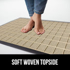 GORILLA GRIP 100% Waterproof All-Season WeatherMax Doormat US Designed Natural Rubber, Stain and Fade Resistant, Low Profile Indoor Outdoor Door Mats, Easy Clean Patio Mat, 17x29, Taupe Grid