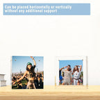 HELPLEX 5 Pack 8x8 Acrylic Picture Frames, 24mm Thicker Square Frameless Clear Frame Double Sided Magnetic Frame, Free Standing Desktop Display Stand