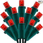 200 Count Red Wide Angle LED Christmas Lights, 66 ft Green Wire UL Certified Commercial Grade 5mm Holiday String Light Set (Red)