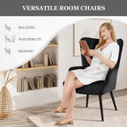 Furnimart Black Velvet Accent Chair Mid Century Modern Living Room Chairs; Comfy Armchair Leisure Vanity Guest Wingback Chair for Office Study Vanity Bedroom Waiting Room
