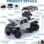 Pickup Truck Toy 1/24 Diecast Trucks Mammoth Model Car Kits,Metal Toy Truck Suitable for Kids and Car Collection,Pull Back Cars with Light and Sound,Trucks for Kids Ages 4-8（White）