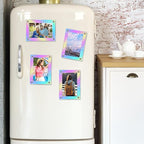 48 Pcs Laser Mini Film Photo Frames 2x3 Inch Acrylic Fridge Magnetic Frame Bulk, Magnetic Picture Frames for Refrigerator Photo Postcard Office Home Decor