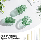Candlestick Holders Set of 6, Ribbed Glass Taper Candle Holders, Reversible Green Tealight & Candle Stick Candle Holder Vintage Crystal Tapered Candlestick for Wedding Dinner Party Festival