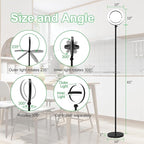 36W Bright LED Floor Lamp for Living Room with Remote, 75.5 Inch Tall Stepless Dimmable Standing Lamp for Office, Torchiere Floor Lamp with 2 Rotatable Lights 1900K-6500K for Bedroom