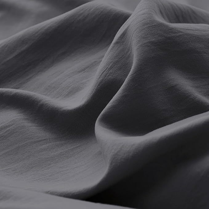 Bedsure Charcoal Grey Duvet Covers Queen Size - Washed Duvet Cover, Soft Queen Duvet Cover Set 3 Pieces with Zipper Closure, 1 Duvet Cover 90x90 inches and 2 Pillow Shams