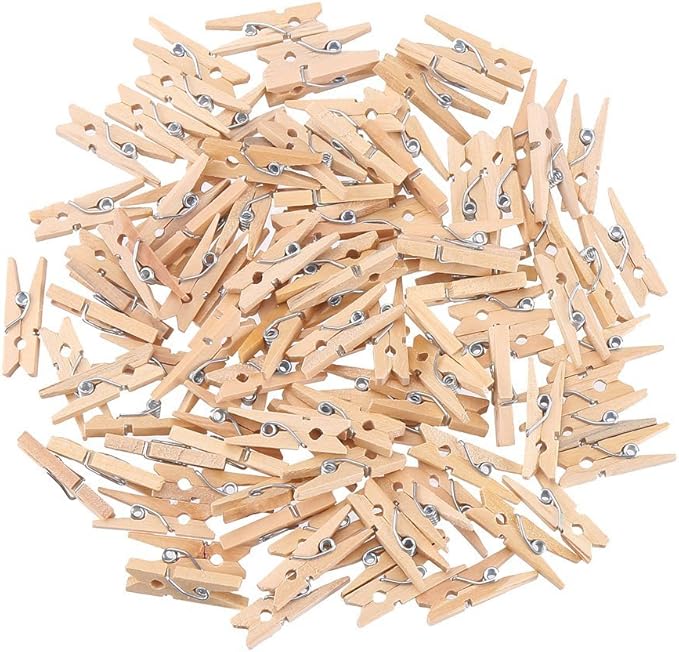 CCINEE Cute Wooden Clothespins Natural Craft Peg Pins Sturdy Mini Pins Clips, 1 Inch, 72 Pieces in Total