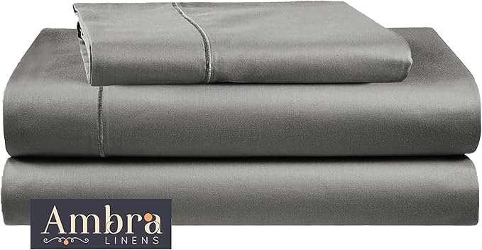 Tencel Sheets 3 Piece for Twin Size Bed - 100% Eucalyptus Lyocell Twin Sheets Set - Soft, Cooling & Breathable for Hot Sleepers - 16” Deep Pockets Hotel Quality Bedding Set - Grey