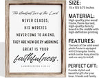 Christian Wooden Wall Signs, Living Room Decor, Home Church Decor for Room, Framed Wall Plaque Sign 15 * 11.5 inches, The Steadfast Love of the Lord Never Ceases Sign