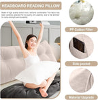 Large Triangular Headboard Pillows Long Backrest Positioning Support Bolster Cushion for Daybed Fluffy Quality Plush Body Wedge Pillow with Removable Cover(White-Cal King-71x8x20 in)
