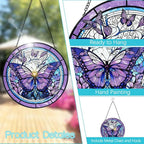 Butterfly Suncatcher Stained Glass Window Hanging - 8” Handmade Stained Glass Suncatchers for Windows Hanging - Sun Catchers Indoor Wall Art Garden Decor Catcher with Hook - Butterfly Gift for Women