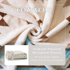 CASAAGUSTO Boho Throw Blanket - Green and Beige Decorative Blankets with Tassel, Printed Flannel Bohemian Blanket for Chair, Bed, Sofa, Couch(50 * 60, Green and Beige)