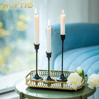 Nuptio Black Candle Holder Candlestick Holders 15 Pcs Candle Sticks Holder Metal Tapered Candle Holder, Taper Candle Holders for Wedding Christmas Party Celebration Mantel Dinner Home Decoration