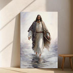 Fantasy Artists Jesus Christ Wall Art Jesus Walking On Water Canvas Print Christian Painting Biblical Wall Decor Religious Room Decor for Church Prayer Room Christian Schools Hospitals 24'' x 36''