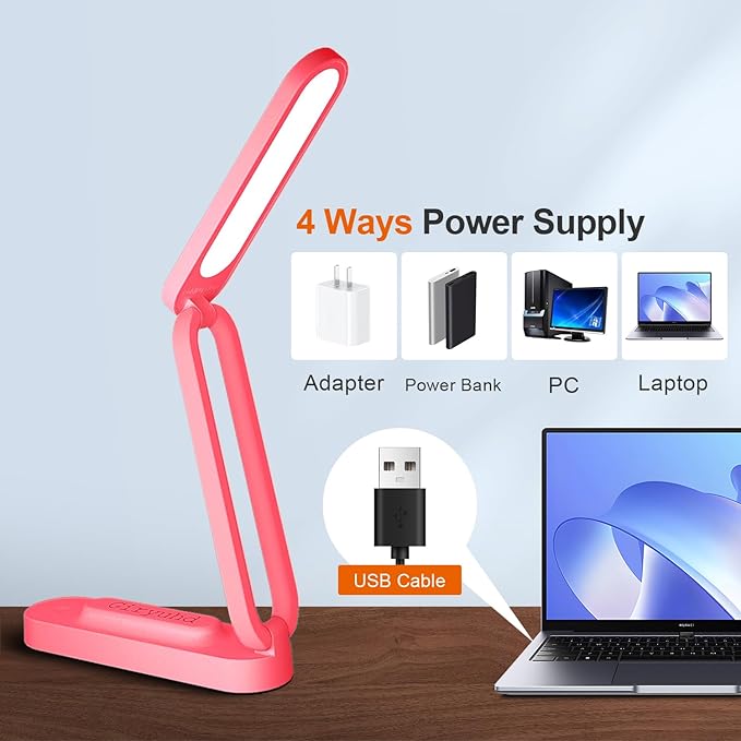 LED Desk Lamp for Office Home & Battery Operated Lamp Rechargeable Lamp Foldable & Portable Light, LED Desk Light Strip, 3 Brightness Dimmable Small Desk Lamp Wireless Reading Lamp