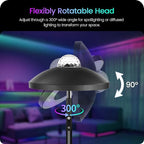 LED Floor Lamp with RGB Galaxy Projector, 18W Double Sided Corner Light Rotatable, Dimmable Standing Lamp with Remote, Black Modern Lamp for Living Room, Bedroom, Kids Room, Gaming B14LD05