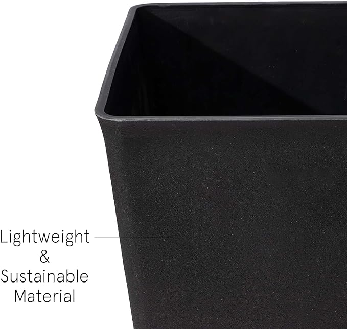 La Jolíe Muse Tall Planters 20 Inch, Flower Pot Pack 2, Patio Deck Indoor Outdoor Garden Tree Planters (Black)