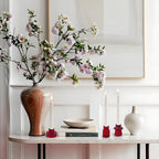 Double Sided Vintage Ribbed Taper Glass Candle Holders,Tea Candle Holder for Table Centerpieces, Wedding Decorations and Dinner Parties (Red, 3 PCS)